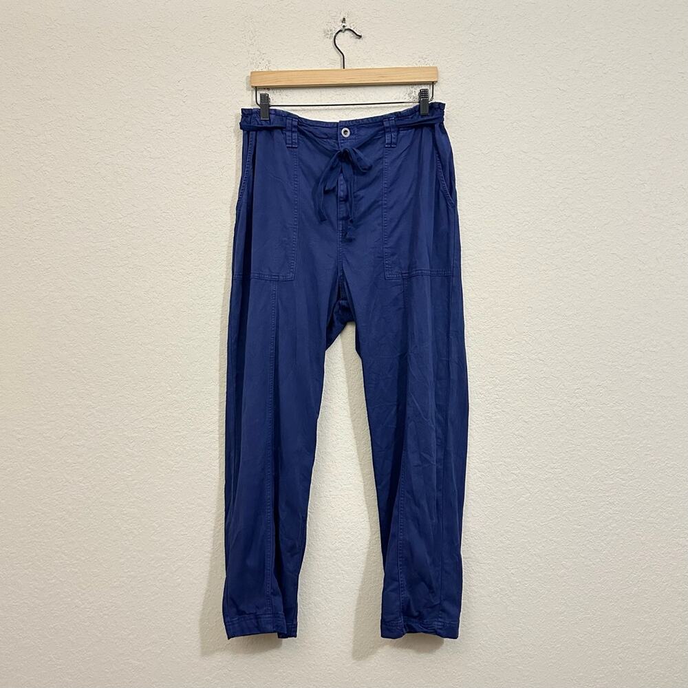 BELLA DAHL Pants Blue High Rise Relaxed Tapered Belted Utility Y2K